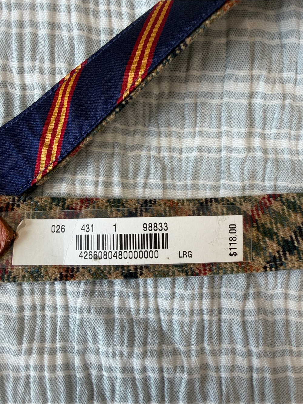 Kiel James Patrick X Brooks Brothers Navy & Tan Striped Reversible Men’s Belt - Picture 2 of 7